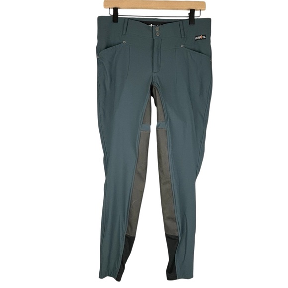 Kerrits Pants Womens Large Teal Green Blue Crossover II Full Seat Breeches - Picture 1 of 16